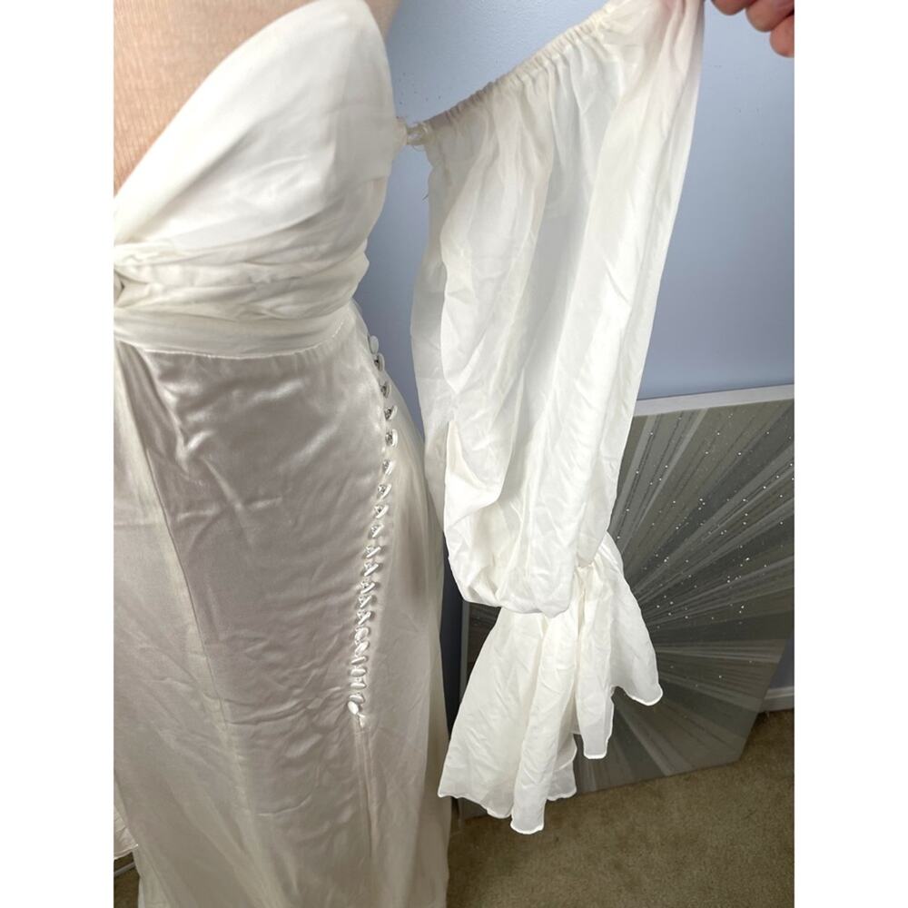 For Love & Lemons White Esme Puff Sleeve Bridal Gown Size Medium - Picture 8 of 13